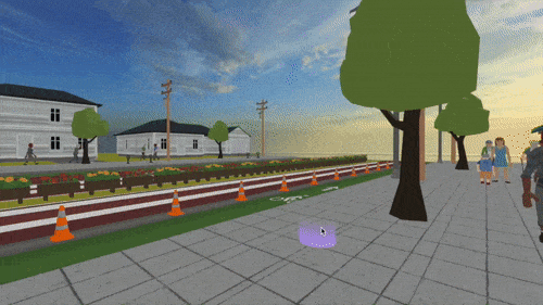 Animated gif of rotating first-person camera perspective in 3DStreet Viewer