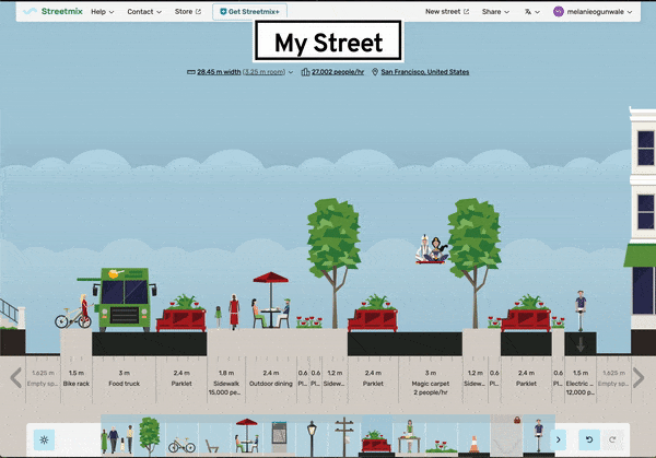 Animated gif screenshot of Streetmix toolbar